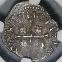 1610-B NGC XF 40 Spain 1/2 Real Philip III Seville Mint Mongram Cob Silver Coin POP 1/0 (20051502C)