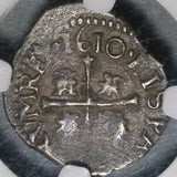 1610-B NGC XF 40 Spain 1/2 Real Philip III Seville Mint Mongram Cob Silver Coin POP 1/0 (20051502C)