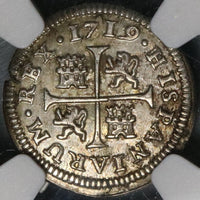 1719-CA NGC MS 63 Spain 1/2 Real Philip V Silver Cuenca Mint State Coin (21080901C)