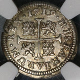 1719-CA NGC MS 63 Spain 1/2 Real Philip V Silver Cuenca Mint State Coin (21080901C)