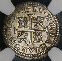 1719-CA NGC MS 63 Spain 1/2 Real Philip V Silver Cuenca Mint State Coin (21080901C)