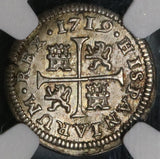 1719-CA NGC MS 63 Spain 1/2 Real Philip V Silver Cuenca Mint State Coin (21080901C)