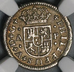 1736-S NGC AU 50 Spain 1/2 Real Philip V Seville Mint Silver Coin POP 1/0 (22011502C)