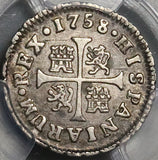 1758-M PCGS AU 50 Spain 1/2 Real Ferdinand VI Madrid Mint Silver Coin POP 1/0 (22120901D)