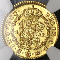 1787-M NGC AU 58 Spain 1 Escudo Charles III Madrid Mint Gold Coin (23011501D)