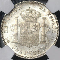 1900 NGC MS 63 Spain 1 Una Peseta Silver Alfonso XIII Coin (21012704C)