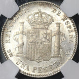 1900 NGC MS 63 Spain 1 Una Peseta Silver Alfonso XIII Coin (21012704C)