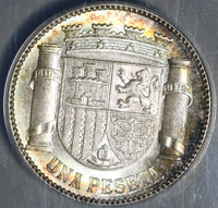 1933 (34) Spain 1 One Un Peseta Silver Pillars ANACS MS 64 Coin (21012401C)