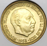 1953(60) NGC MS 66 Spain 1 Peseta Mint State Coin POP 5/0 (20021502C)