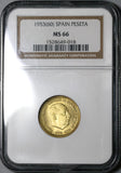 1953(60) NGC MS 66 Spain 1 Peseta Mint State Coin POP 5/0 (20021502C)