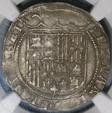 1474 NGC AU 53 Spain Ferdinand Isabella 1 Real Columbus Seville Mint Hammered Silver Coin (20012403C)