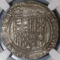 1474 NGC AU 53 Spain Ferdinand Isabella 1 Real Columbus Seville Mint Silver Silver Coin (20012403C)