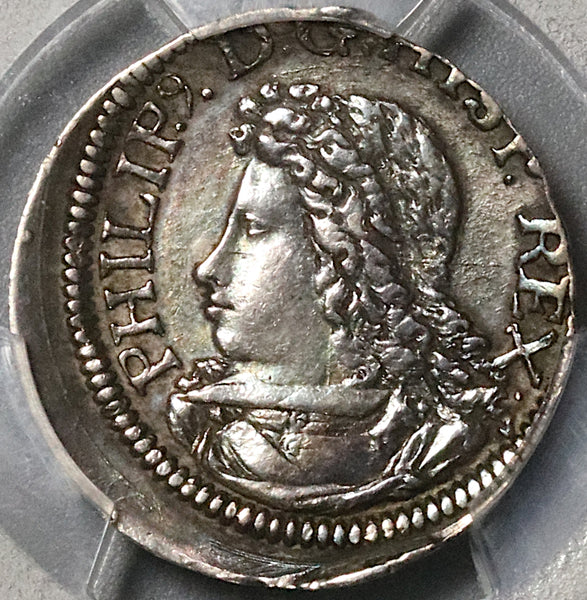 1705 PCGS XF Spain 1 Real Croat Philip V Barcelona Silver Coin (22032202C)