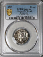 1705 PCGS XF Spain 1 Real Croat Philip V Barcelona Silver Coin (22032202C)