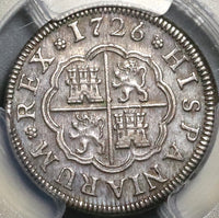 1726 PCGS AU 55 Spain 1 Real Philip V Segovia Mint Silver Coin (20060304C)