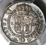 1839-M PCGS AU 58 Spain 1 Real Isabel 2 Madrid Silver Coin POP 1/0 Die Clash Error (20011102C)