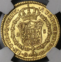 1775-M NGC AU 55 Spain Gold 2 Escudos Charles III Madrid Mint Coin (22042301C)
