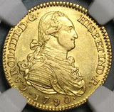 1790 NGC AU 55 Spain 2 Escudos Charles IV Madrid Gold Coin (22103101D)