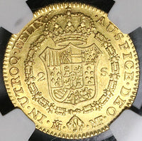 1790 NGC AU 55 Spain 2 Escudos Charles IV Madrid Gold Coin (22103101D)