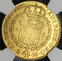 1793 NGC AU 58 Spain 2 Escudos Charles IV Madrid Gold Coin (22120501D)