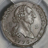1776 PCGS AU 58 Spain 2 Maravedis Charles III Colonial Copper Coin (21062804C)