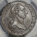 1776 PCGS AU 58 Spain 2 Maravedis Charles III Colonial Copper Coin (21062804C)