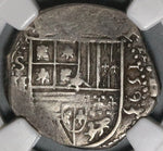 1593-B NGC XF 40 Spain 2 Reales Seville Philip II Cob Silver Coin (20051902C)