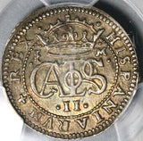 1682-M PCGS AU 55 Spain 2 Reales Charles II Segovia Silver Coin POP 1/0 (21012006D)