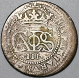 1707 Spain 2 Reales Carlos III Silver Barcelona Austria Pretender Coin (20083001S)