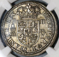 1708 NGC AU 58 Spain 2 Reales Philip V Silver Segovia Coin POP 1/1 (20021602C)