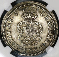 1708 NGC AU 58 Spain 2 Reales Philip V Silver Segovia Coin POP 1/1 (20021602C)