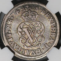 1708 NGC XF 40 Spain 2 Reales Philip V Silver Segovia Coin POP 2/0 (21080401C)