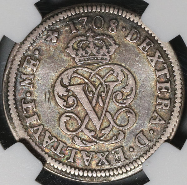 1708 NGC XF 40 Spain 2 Reales Philip V Silver Segovia Coin POP 2/0 (21080401C)