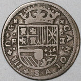 1711 Spain 2 Reales Carlos III Silver Barcelona Austria Pretender Coin (20071303R)