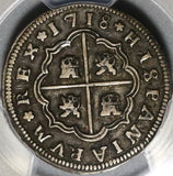 1718-S PCGS XF 40 Spain 2 Reales Philip V Silver Seville Mint Coin (20060305C)