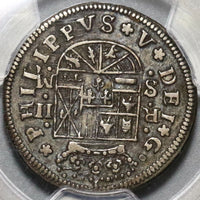 1718-S PCGS XF 40 Spain 2 Reales Philip V Silver Seville Mint Coin (20060305C)