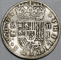 1718 Spain 2 Reales Philip V Silver Segovia Mint VF Colonial Coin (20121703R)