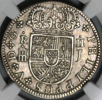 1719-J NGC AU 55 Spain 2 Reales Philip V Silver Segovia Coin POP 1/0 (21051301C)