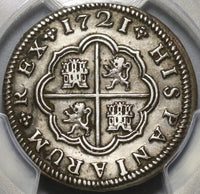 1721-S PCGS XF Det Spain 2 Reales Philip V Silver Seville Mint Superb Coin (20102005C)