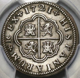 1721-S PCGS XF Det Spain 2 Reales Philip V Silver Seville Mint Superb Coin (20102005C)