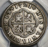 1721-S PCGS XF Det Spain 2 Reales Philip V Silver Seville Mint Superb Coin (20102005C)