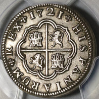 1721-S PCGS XF Det Spain 2 Reales Philip V Silver Seville Mint Superb Coin (20102005C)