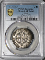 1721-S PCGS XF Det Spain 2 Reales Philip V Silver Seville Mint Superb Coin (20102005C)