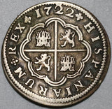1722-S Spain 2 Reales Philip V Silver Seville Mint AXF Colonial Coin (20121705R)
