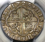 1723-M PCGS AU Det Spain 2 Reales Philip V Silver Madrid Mint Coin (20053104C)