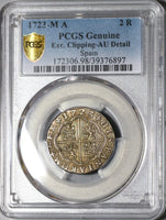 1723-M PCGS AU Det Spain 2 Reales Philip V Silver Madrid Mint Coin (20053104C)