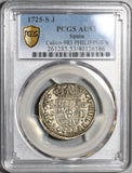 1725-S PCGS AU 53 Spain 2 Reales Philip V Silver Seville Mint Coin (20112504D)