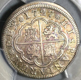 1727-F PCGS AU 55 Spain 2 Reales Philip V Silver Segovia Mint Coin (20091501C)