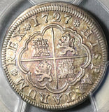 1727-F PCGS AU 55 Spain 2 Reales Philip V Silver Segovia Mint Coin (20091501C)