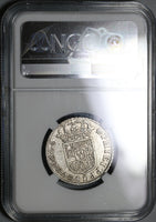 1729-S NGC AU 50 Spain 2 Reales Philip V Silver Seville Coin POP 1/2 (21051303C)
